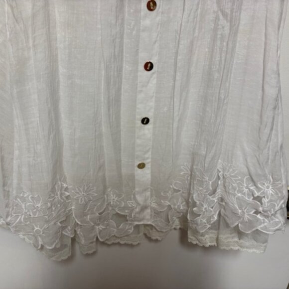 ALFANI WOMAN DELICATE WHITE SHIMMER LACE LINED CAP SLEEVE TUNIC. SZ. 18W - Picture 3 of 4